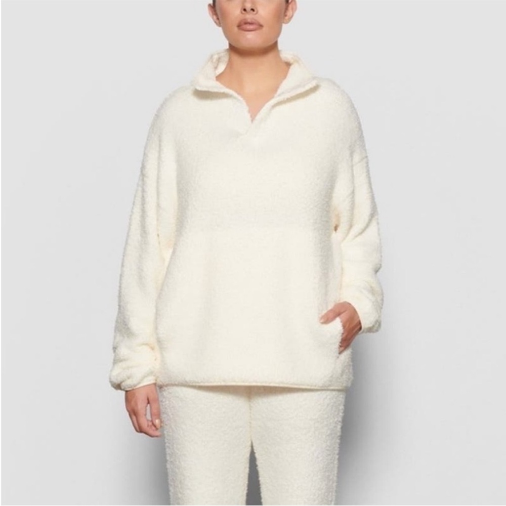 Skims Cozy White Cream Pullover Knit Sweatshirt Sweater and Sweatpants Tall